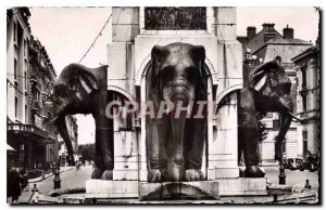 Old Postcard Chambery La Fontaine des Elephants (details)