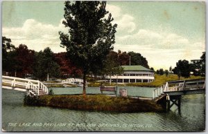 The Lake and Pavilion Weldon Springs Clinton Illinois IL Park Postcard