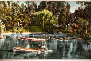 pre-1920 Unused MOTOR BOAT RIDE EAST LAKE PARK Los Angeles California CA v0964