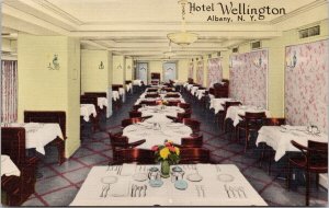 Hotel Wellington Albany NY New York Garage In USA Vintage Linen Postcard H28