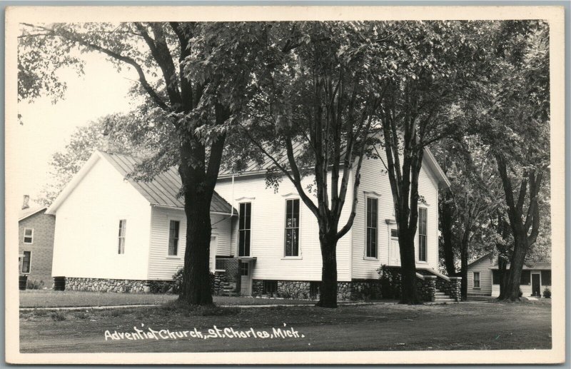 ST.CHARLES MI ADVENTIST CHURCH VINTAGE REAL PHOTO POSTCARD RPPC