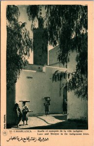 Morocco Casablanca Lana and Mosque in the Indigenous Town Vintage Postcard C022