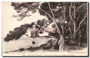 Isle of Lerins - Chateau St Honorat between Pins - Old Postcard