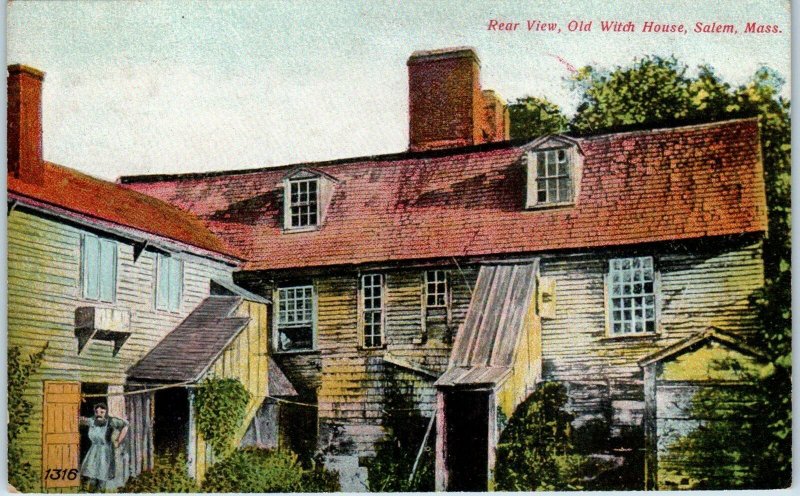 SALEM, MA Massachusetts   OLD WITCH HOUSE Rear View  1910  Postcard