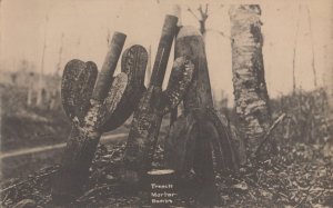 RPPC TRENCH MORTAR BOMBS FRANCE WW1 MILITARY REAL PHOTO POSTCARD (c. 1917)