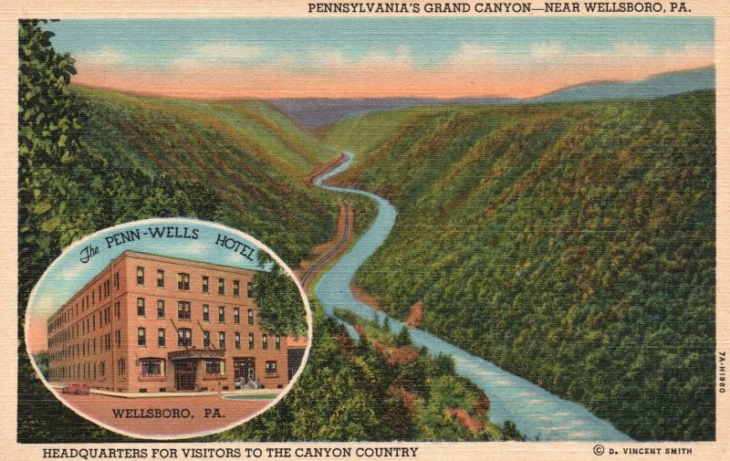 Vintage Postcard 1920's Headquarters & Grand Canyon near Wellsboro Pennsylvania