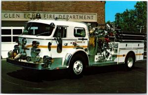 1970 American LaFrance Pumper, Glen Echo Fire Department, MD Postcard G12