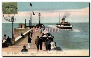 Old Postcard Dieppe La Jetee a L & # 39heure of Maree Boat