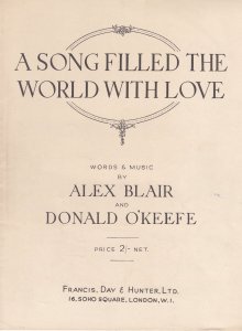 A Song Filled The World With Love Olde Alex Blair Sheet Music