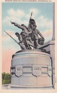 Illinois Springfield Infantry Group On Lincoln Monument Curteich