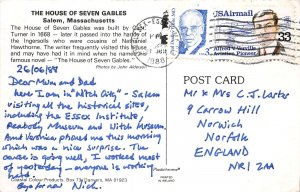 US6 USA Hawthorne's house of seven gables Salem Massachusetts 1988 postcard