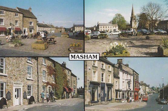 Masham Market Farrahs Confectioners Sweet Shop Yorkshire Village Postcard