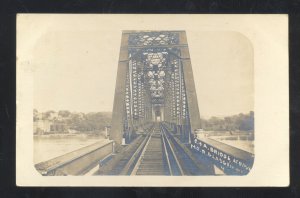 RPPC GLASGOW MISSOURI RAILROAD BRIDGE MARSHALL MO REAL PHOTO POSTCARD