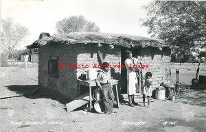 Native American Pima Indians, RPPC, Sod House, Home, LL Cook No B-115