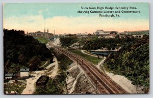 Pittsburgh PA~Schenley Park~Railroad~Carnegie Library~Conservatory~c1910 PC
