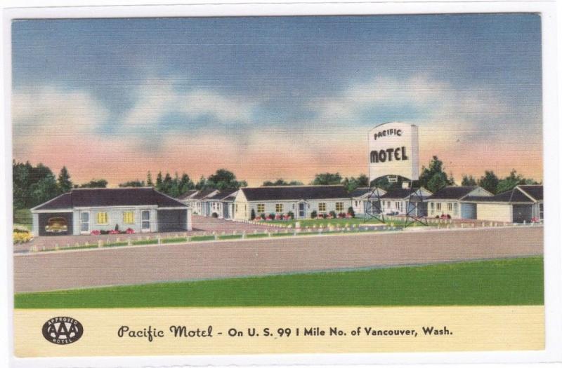 Pacific Motel US 99 Highway Vancouver Washington postcard