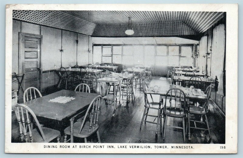 Postcard MN Tower Lake Vermilion Dining Room at Birch Point Inn Interior U04