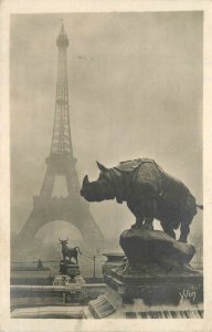 France Paris 1930s Eiffel Tower Rhino RPPC Photo Postcard 22-7192 