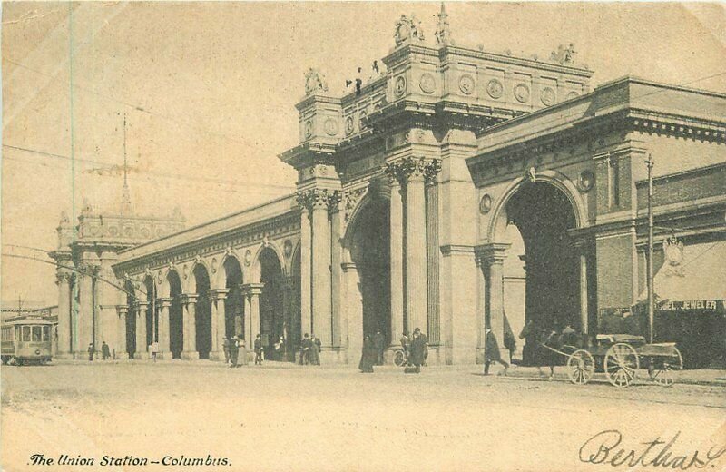 Artist Columbus Ohio Railroad Union Station Jordan 1906 Postcard 11825