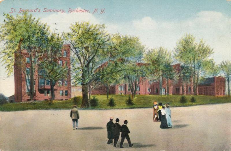 Pedestrians at St Bernards Seminary, Rochester, New York - pm 1915 - DB