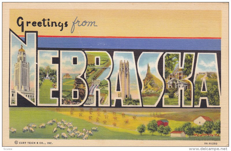 Large Letter Greetings , NEBRASKA , 30-40s