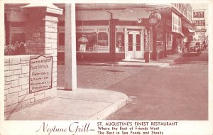 St. Augustine Florida Neptune Grill, U.S. Post Office in View, Vintage PC U11231