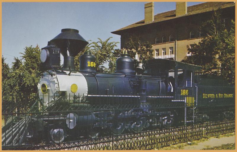 Colorado Springs, Colo., D&RGW Narrow Gauge #166, 2-6-0, At the Antlers Hotel