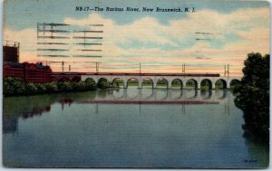 1940s The Raritan River New Brunswick NJ Postcard