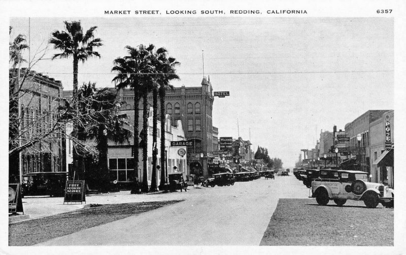 Redding CA Market Street Garage Hotel Jeep Street View Postcard
