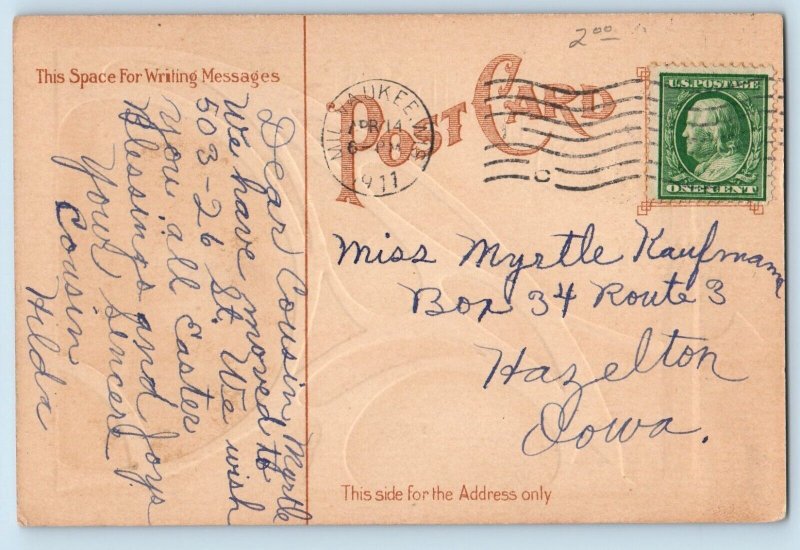 Milwaukee WI Postcard Easter Holy Cross House River Boating Scene Embossed