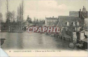 Old Postcard Nogent Rotrou The Huisne Wood Bridge View