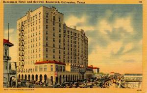 TX - Galveston. Buccaneer Hotel and Seawall Blvd.