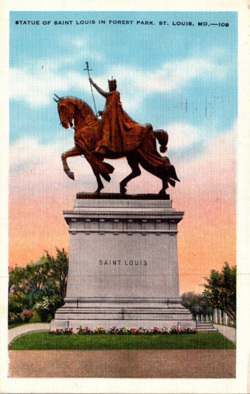 Missouri St Louis Statue Of Saint Louis In Forest Park 1936