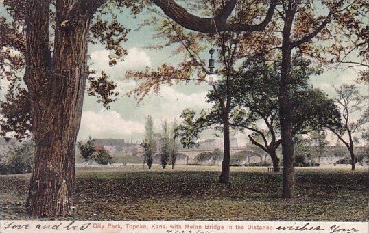 City Park Topeka Kansas With Melan Bridge In The Distance Topeka Kansas 1907