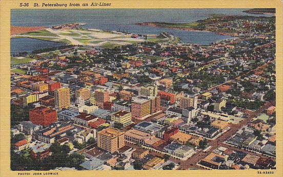 Air View From An Airliner St Petersburg Florida 1951 Curteich