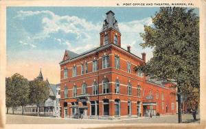 Warren Pennsylvania Post Office Street View Antique Postcard K69294