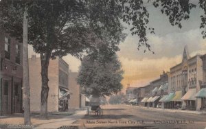 Kendallville Indiana Main St., North From City Hall, Hand Colored, PC U22924