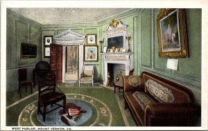 West Parlor Mount Vernon Viginia Va Washington Historic Interior Postcard