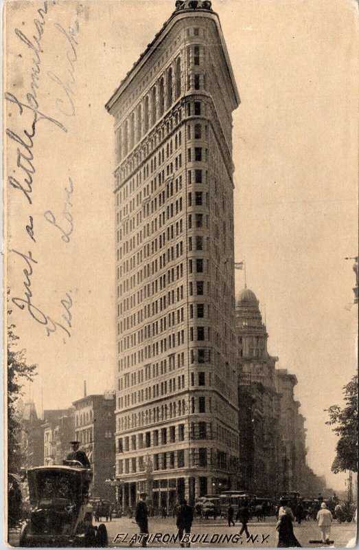 Flatiron Building NY New York Antique Postcard PM Brooklyn NY Clean Cancel WOB 