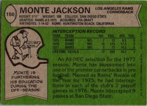 1978 Topps Football Card Monte Jackson Los Angeles Rams sk7387