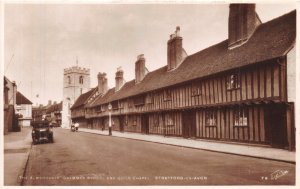 STRATFORD ON AVON UK ALMSHOUSES~GRAMMAR SCHOOL~CHAPEL~POSTCARD AUTO TAG NC-9194