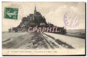 Old Postcard Mont Saint Michel General view of La Digue Train
