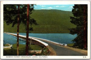 1936 Redwood Highway Crossing Big Lagoon California CA Bridge Posted Postcard