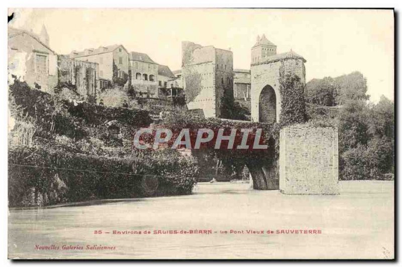 Old Postcard Around Salies de Bearn The old bridge Sauveterre