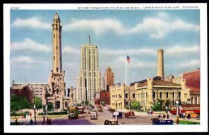 Illinois CHICAGO Upper Michigan Ave, Water Tower and Palmolive Building WB