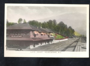 REVELSTOKE BRITISH COLUMBIA BC CANADA RAILROAD DEPOT STATION VINTAGE POSTCARD