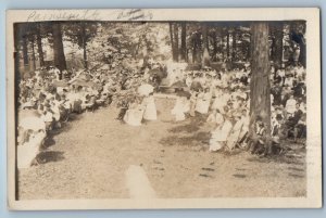 1910 Crowded People Gathering Painesville Ohio OH RPPC Photo Antique Postcard