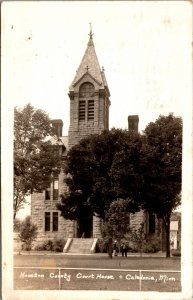 Real Photo Postcard Houston County Courthouse in Caledonia, Minnesota