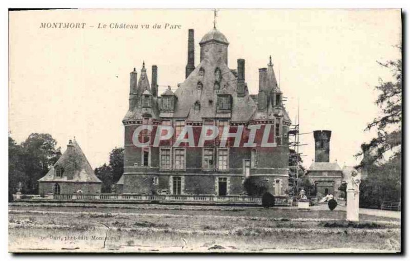 Old Postcard Montmort Chateau seen Park