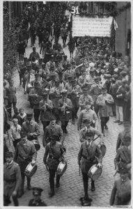 Possibly Adolf Hitler Marching Procession Bayer Military Old German Postcard